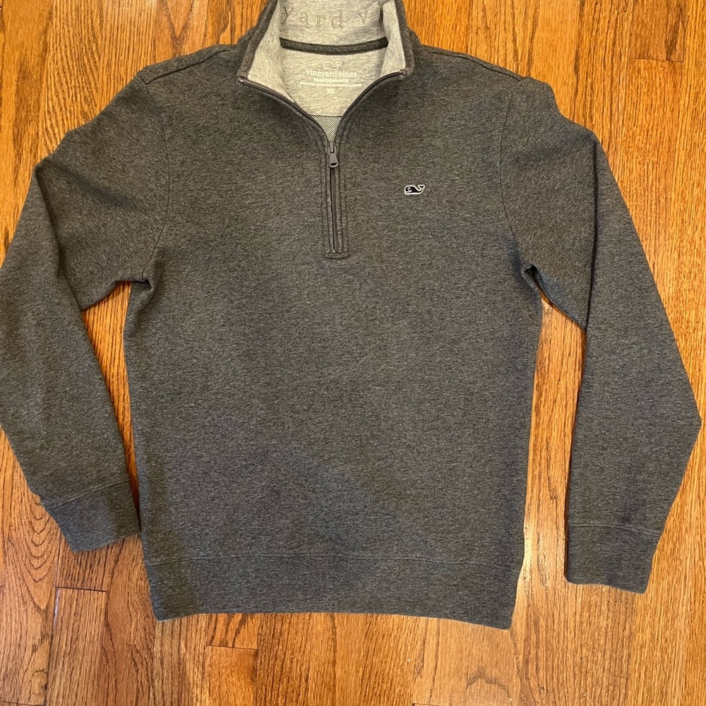 Vineyard Vines Charcoal Zip-Up Sweater